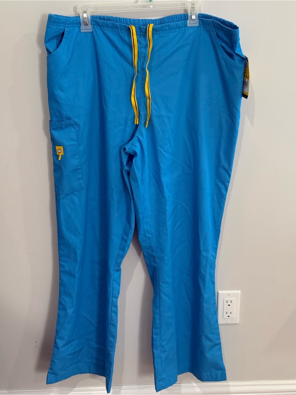 New WonderWink 2XL Bright Blue Drawstring Utility Joggers with Yellow 785